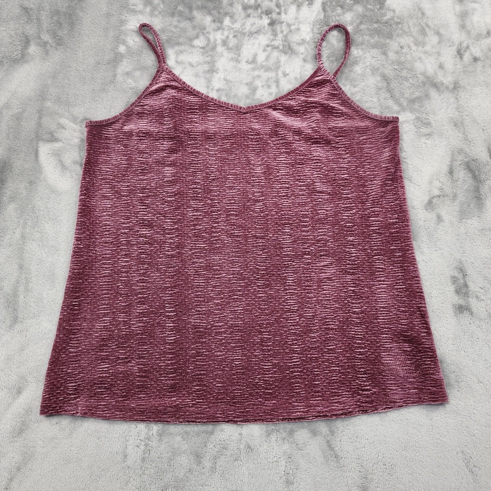Maurices 24/7 Top Women L Purple Textured Velvet Camisole Tank Adjustable Straps